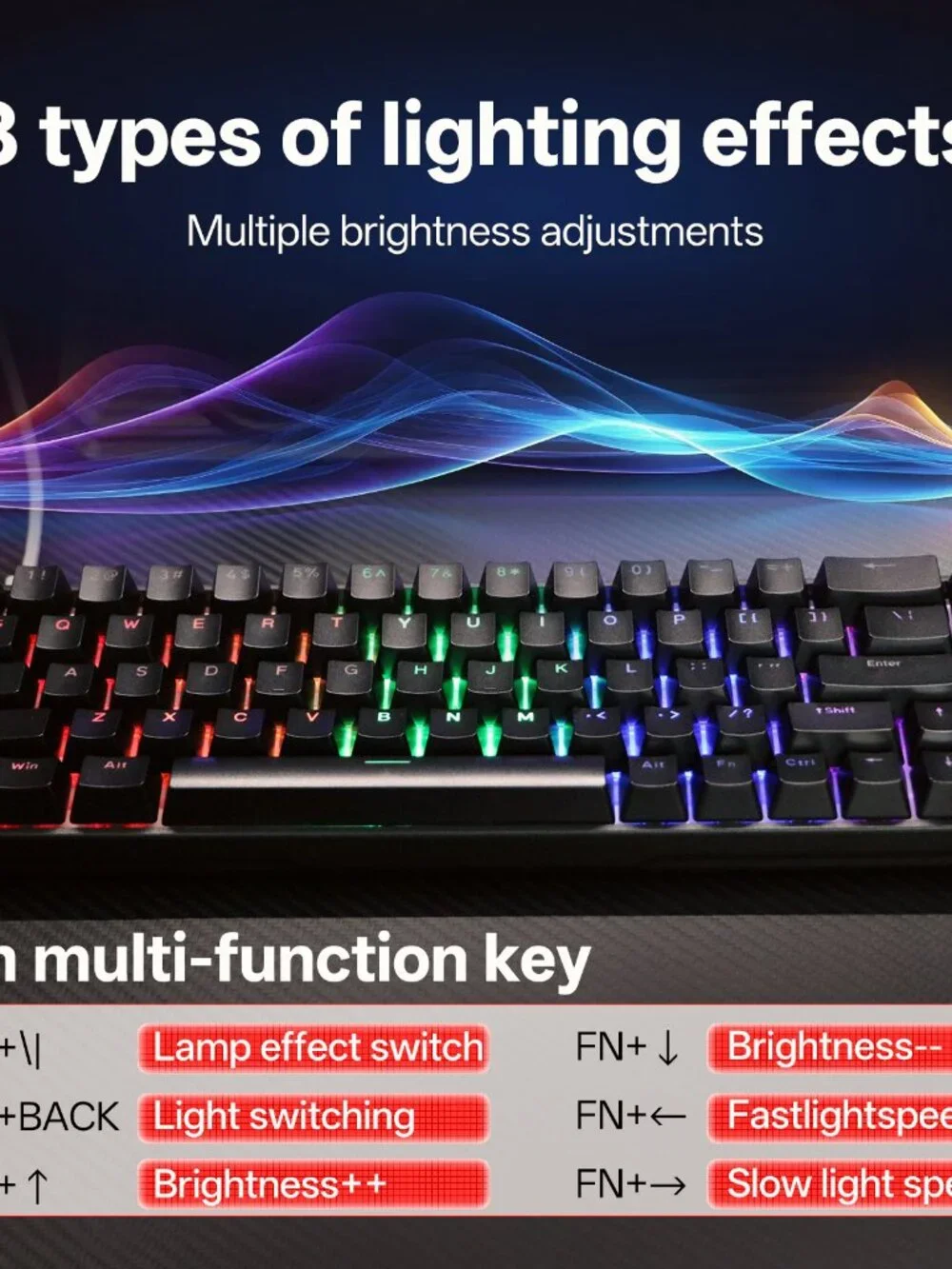 Kavlorn KL61 60% Mechanical Gaming Keyboard White RGB Backlit